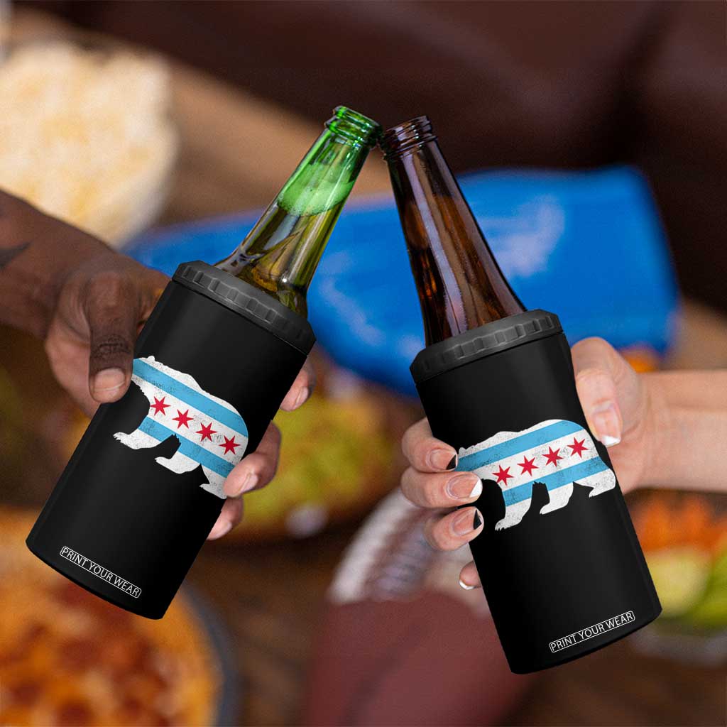 Vintage Chicago Flag Illinois State Bear Lover 4 in 1 Can Cooler Tumbler TS11 Print Your Wear