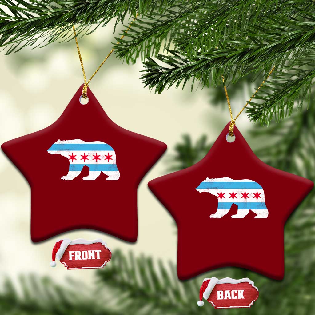Vintage Chicago Flag Illinois State Bear Lover Ceramic Ornament TS11 Print Your Wear