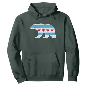 Vintage Chicago Flag Illinois State Bear Lover Hoodie TS11 Dark Forest Green Print Your Wear