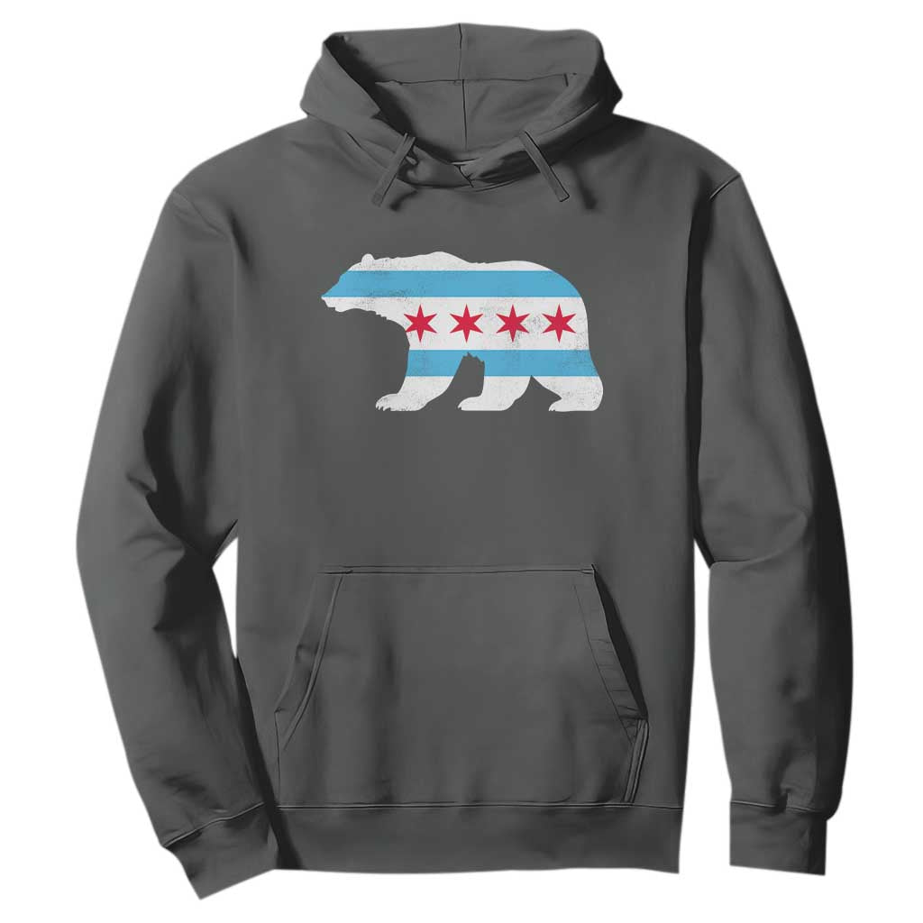 Vintage Chicago Flag Illinois State Bear Lover Hoodie TS11 Dark Heather Print Your Wear