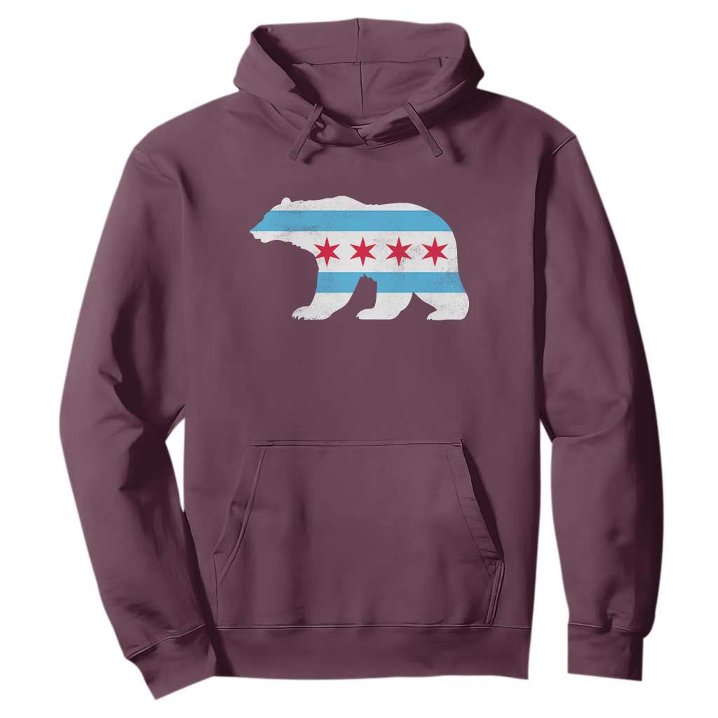 Vintage Chicago Flag Illinois State Bear Lover Hoodie TS11 Maroon Print Your Wear