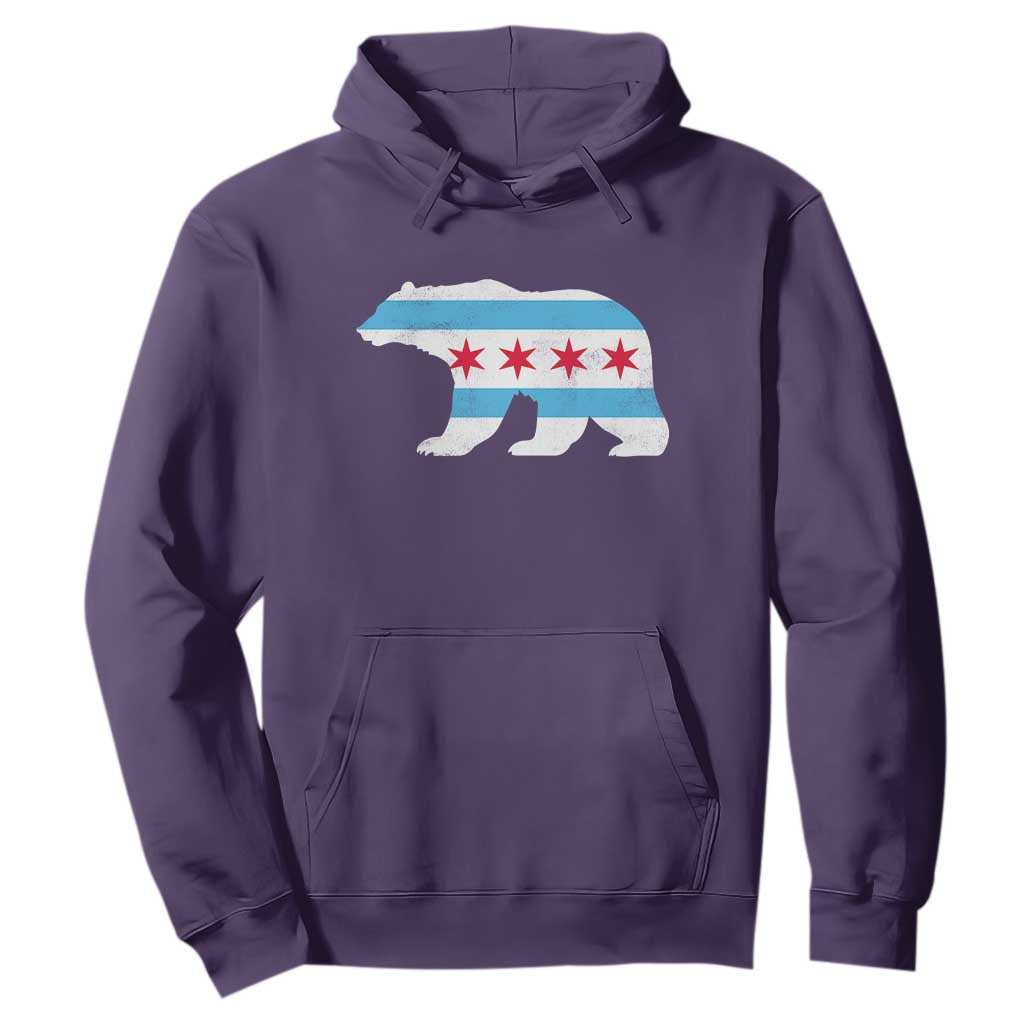 Vintage Chicago Flag Illinois State Bear Lover Hoodie TS11 Purple Print Your Wear