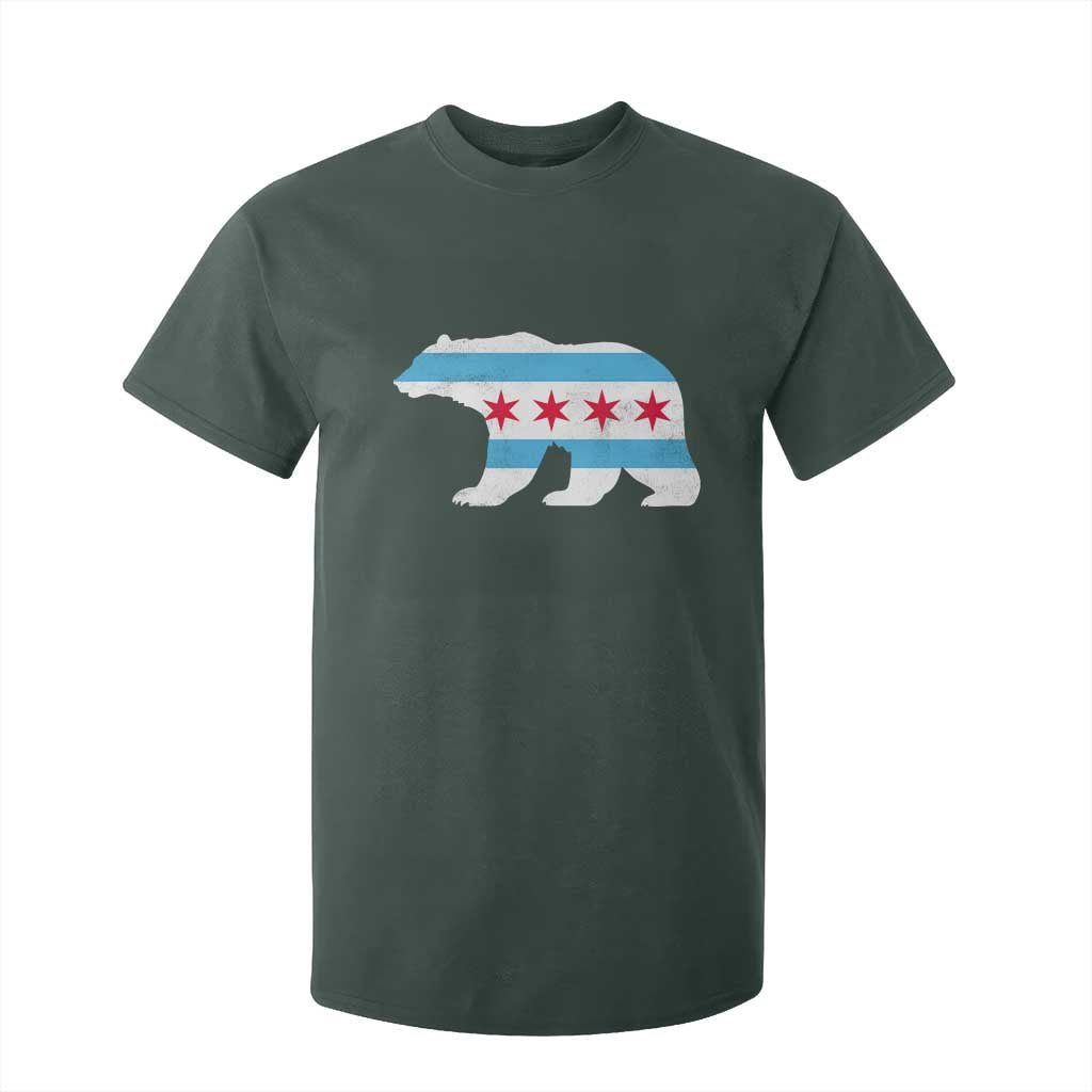 Vintage Chicago Flag Illinois State Bear Lover T Shirt For Kid TS11 Dark Forest Green Print Your Wear
