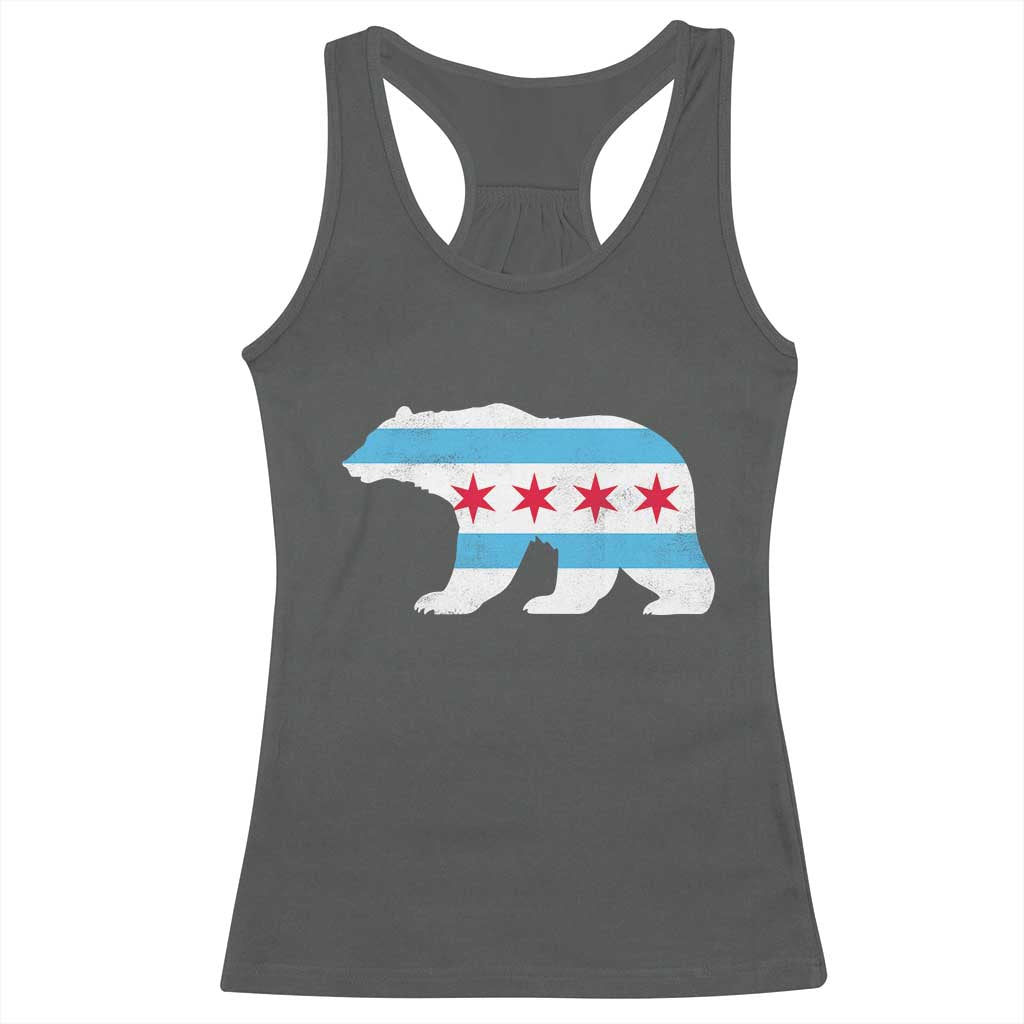 Vintage Chicago Flag Illinois State Bear Lover Racerback Tank Top TS11 Dark Heather Print Your Wear
