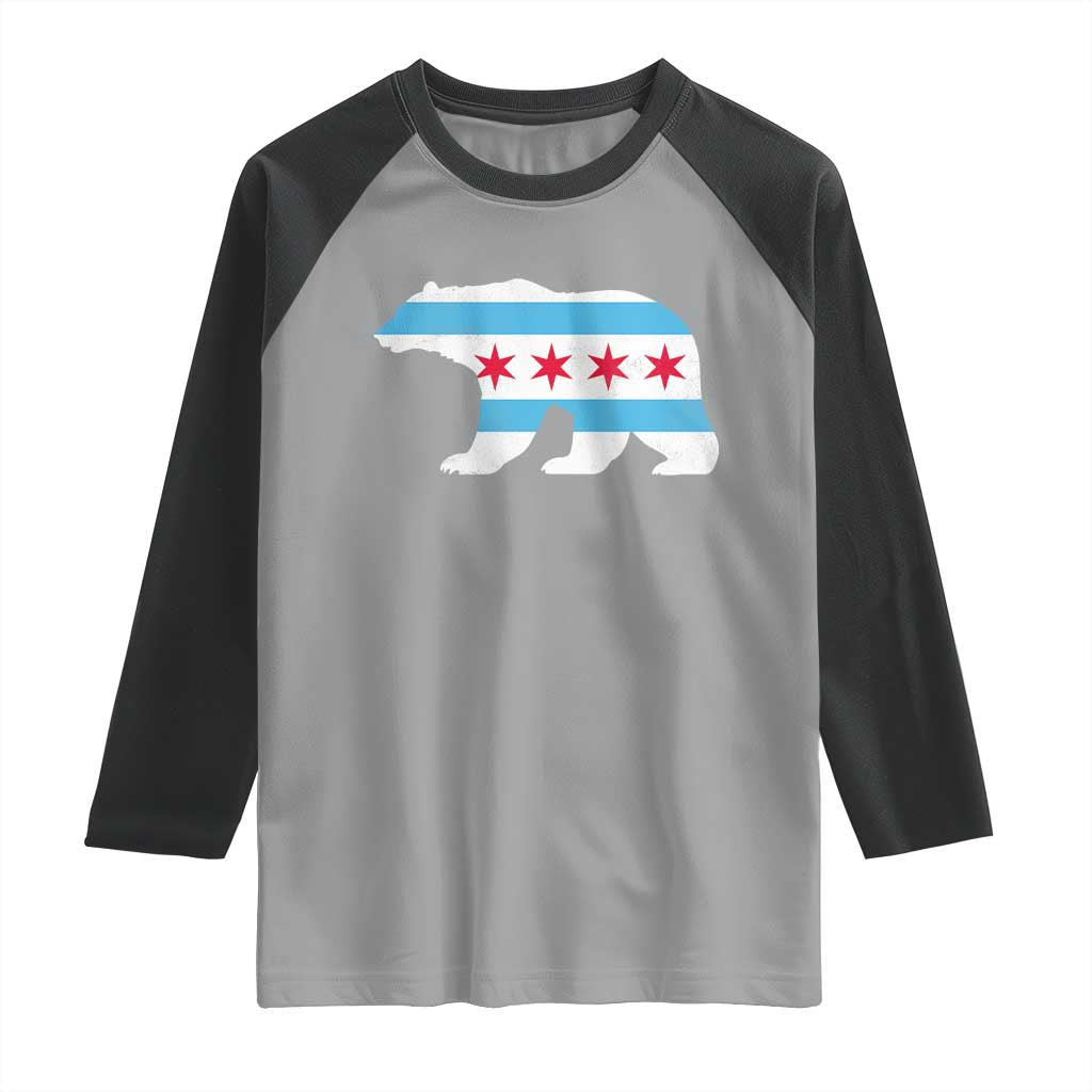 Vintage Chicago Flag Illinois State Bear Lover Raglan Shirt TS11 Sport Gray Black Print Your Wear