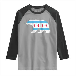 Vintage Chicago Flag Illinois State Bear Lover Raglan Shirt TS11 Sport Gray Black Print Your Wear