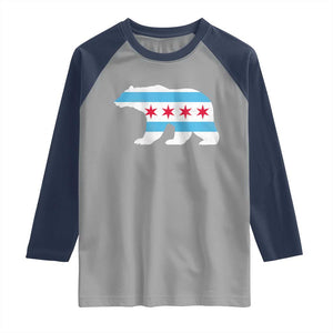 Vintage Chicago Flag Illinois State Bear Lover Raglan Shirt TS11 Sport Gray Navy Print Your Wear