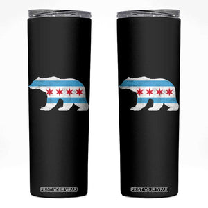 Vintage Chicago Flag Illinois State Bear Lover Skinny Tumbler TS11 Black Print Your Wear