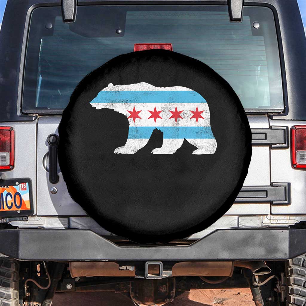 Vintage Chicago Flag Illinois State Bear Lover Spare Tire Cover TS11 No hole Black Print Your Wear