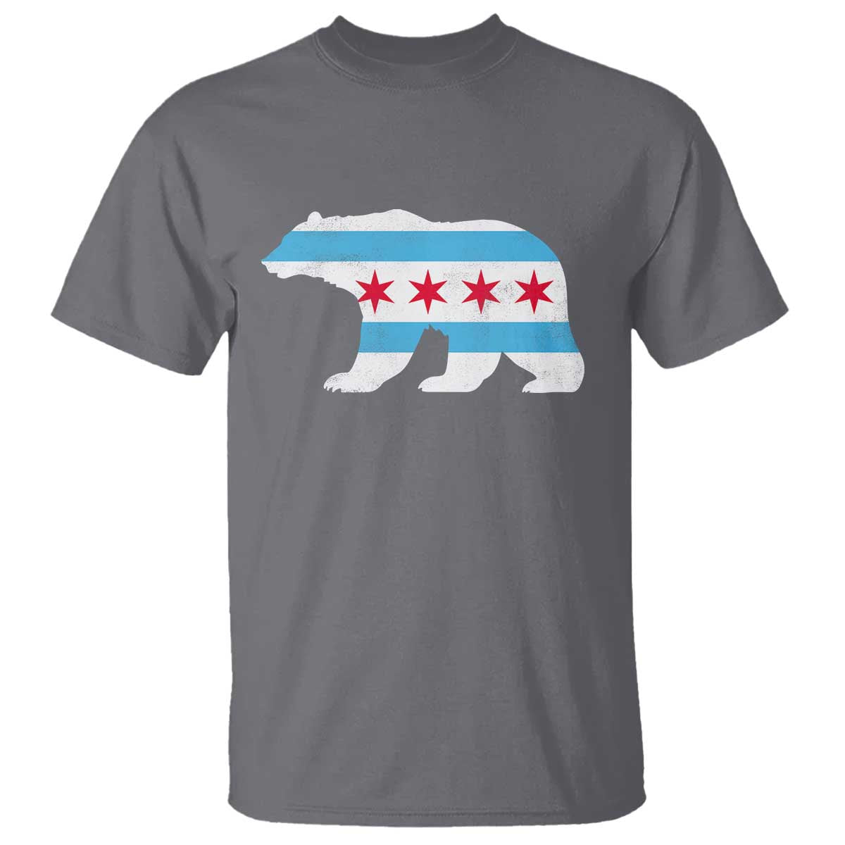 Vintage Chicago Flag Illinois State Bear Lover T Shirt TS11 Charcoal Print Your Wear