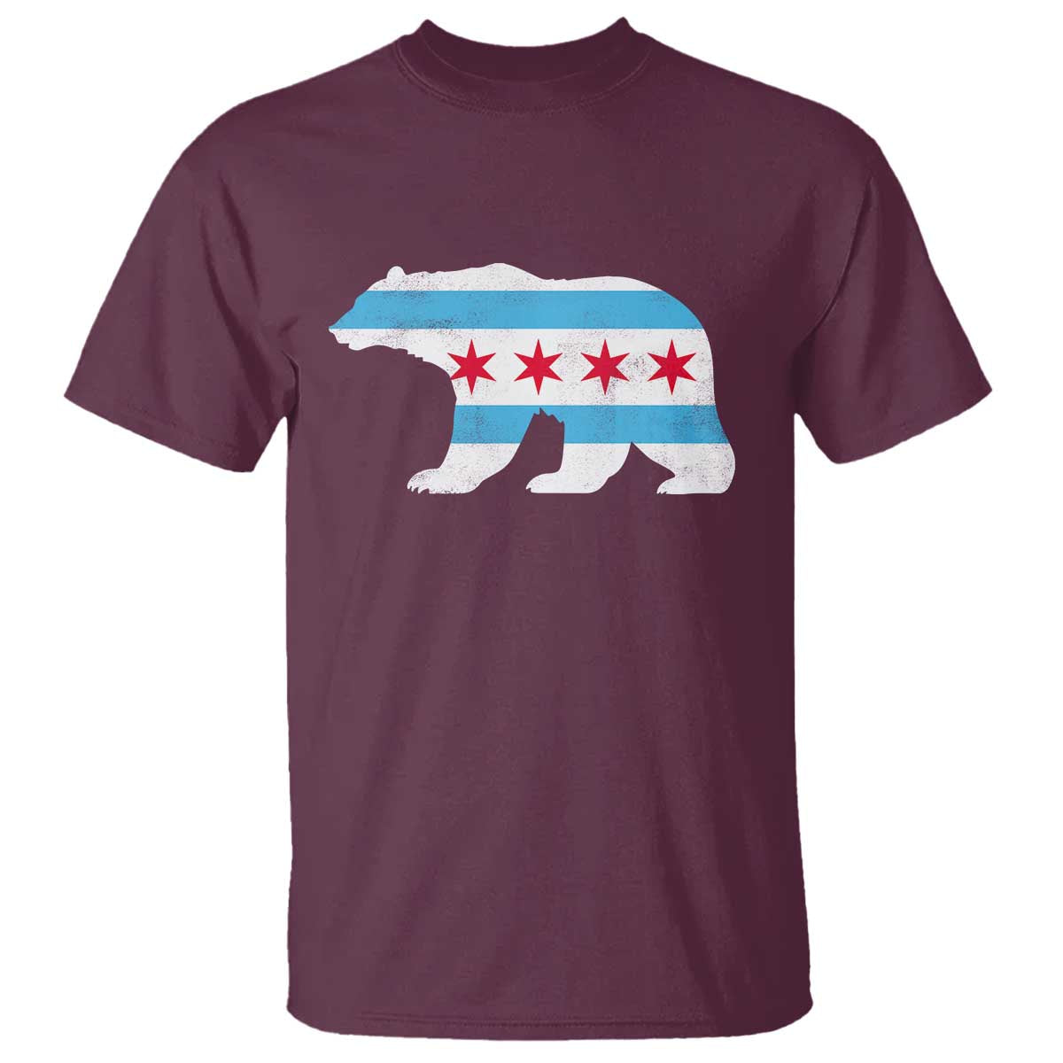 Vintage Chicago Flag Illinois State Bear Lover T Shirt TS11 Maroon Print Your Wear
