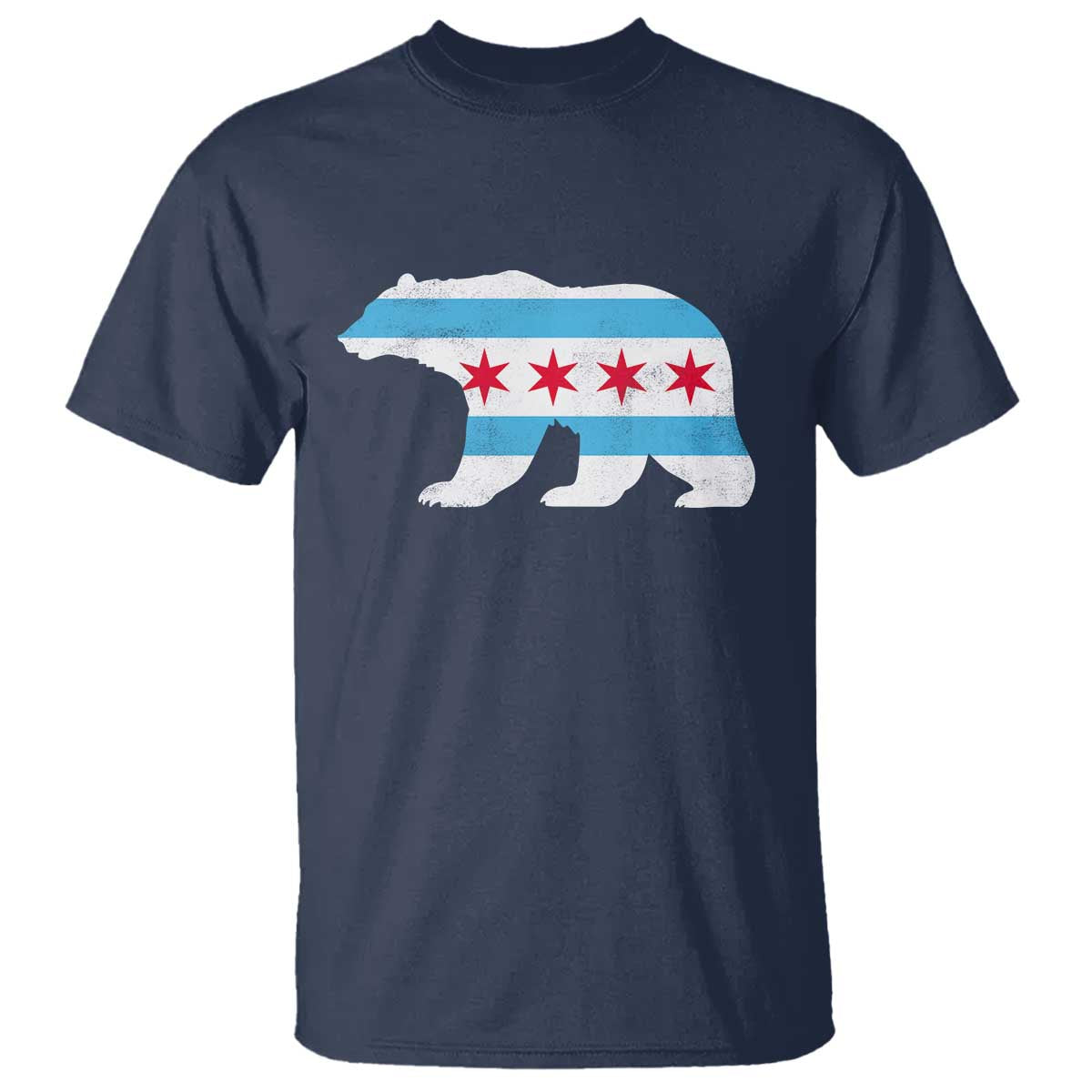 Vintage Chicago Flag Illinois State Bear Lover T Shirt TS11 Navy Print Your Wear