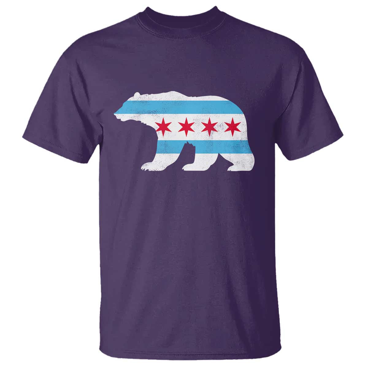 Vintage Chicago Flag Illinois State Bear Lover T Shirt TS11 Purple Print Your Wear