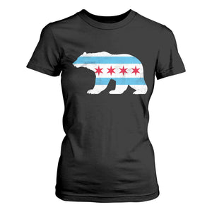 Vintage Chicago Flag Illinois State Bear Lover T Shirt For Women TS11 Black Print Your Wear