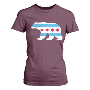 Vintage Chicago Flag Illinois State Bear Lover T Shirt For Women TS11 Maroon Print Your Wear