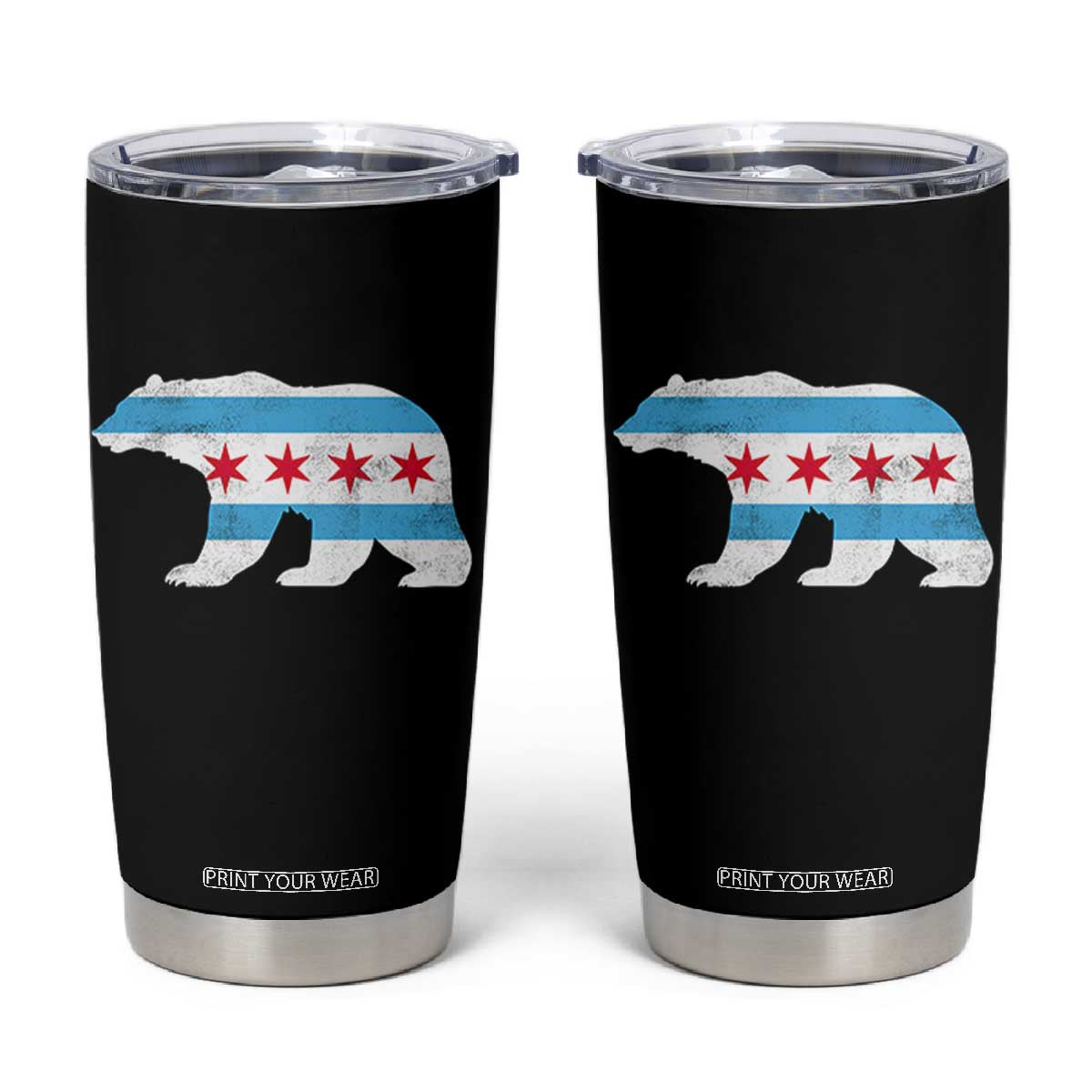 Vintage Chicago Flag Illinois State Bear Lover Tumbler Cup TS11 Black Print Your Wear