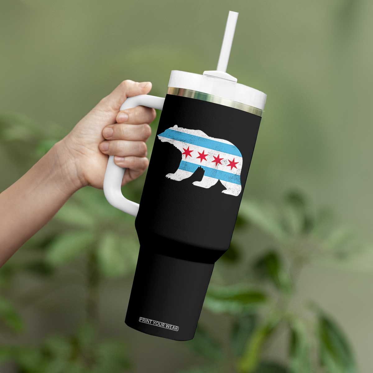 Vintage Chicago Flag Illinois State Bear Lover Tumbler With Handle TS11 Print Your Wear