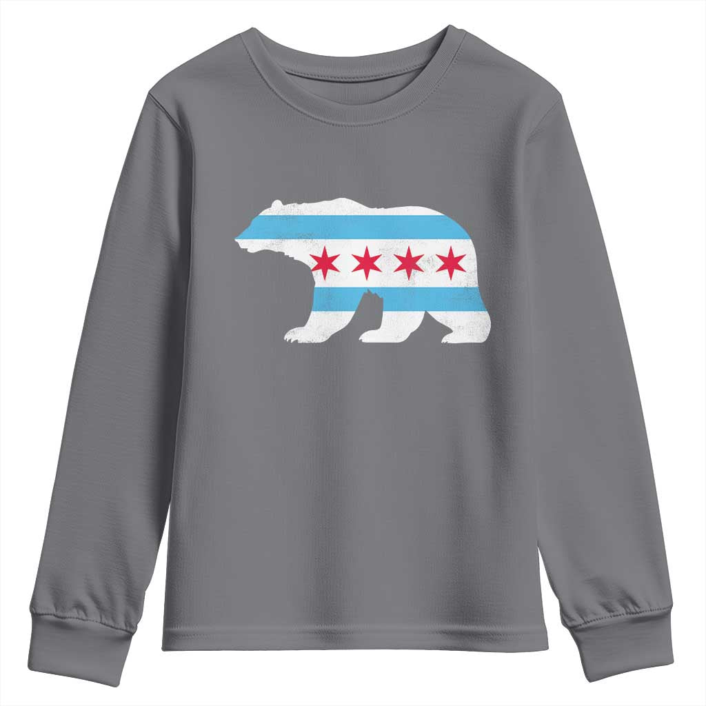 Vintage Chicago Flag Illinois State Bear Lover Youth Sweatshirt TS11 Charcoal Print Your Wear
