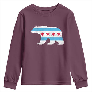 Vintage Chicago Flag Illinois State Bear Lover Youth Sweatshirt TS11 Maroon Print Your Wear