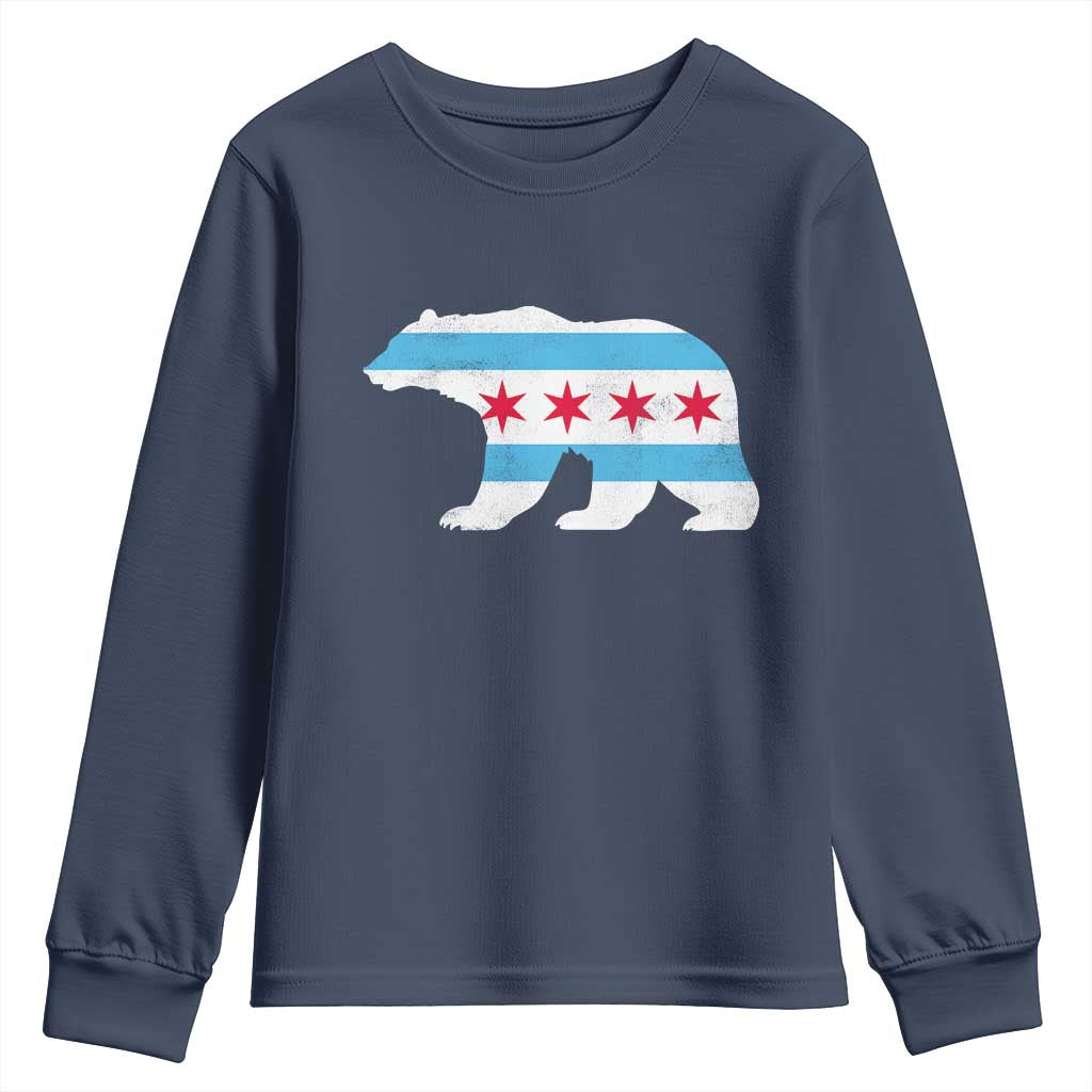 Vintage Chicago Flag Illinois State Bear Lover Youth Sweatshirt TS11 Navy Print Your Wear