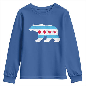 Vintage Chicago Flag Illinois State Bear Lover Youth Sweatshirt TS11 Royal Blue Print Your Wear