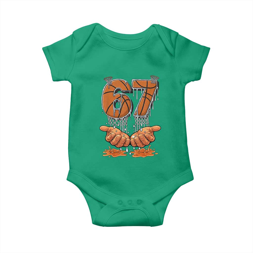 Basketball 67 Six Seven Funny Gen Alpha Meme Drip Baby Onesie TS11 Irish Green Print Your Wear