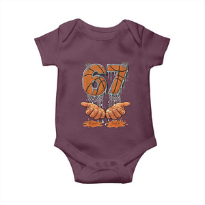 Basketball 67 Six Seven Funny Gen Alpha Meme Drip Baby Onesie TS11 Maroon Print Your Wear