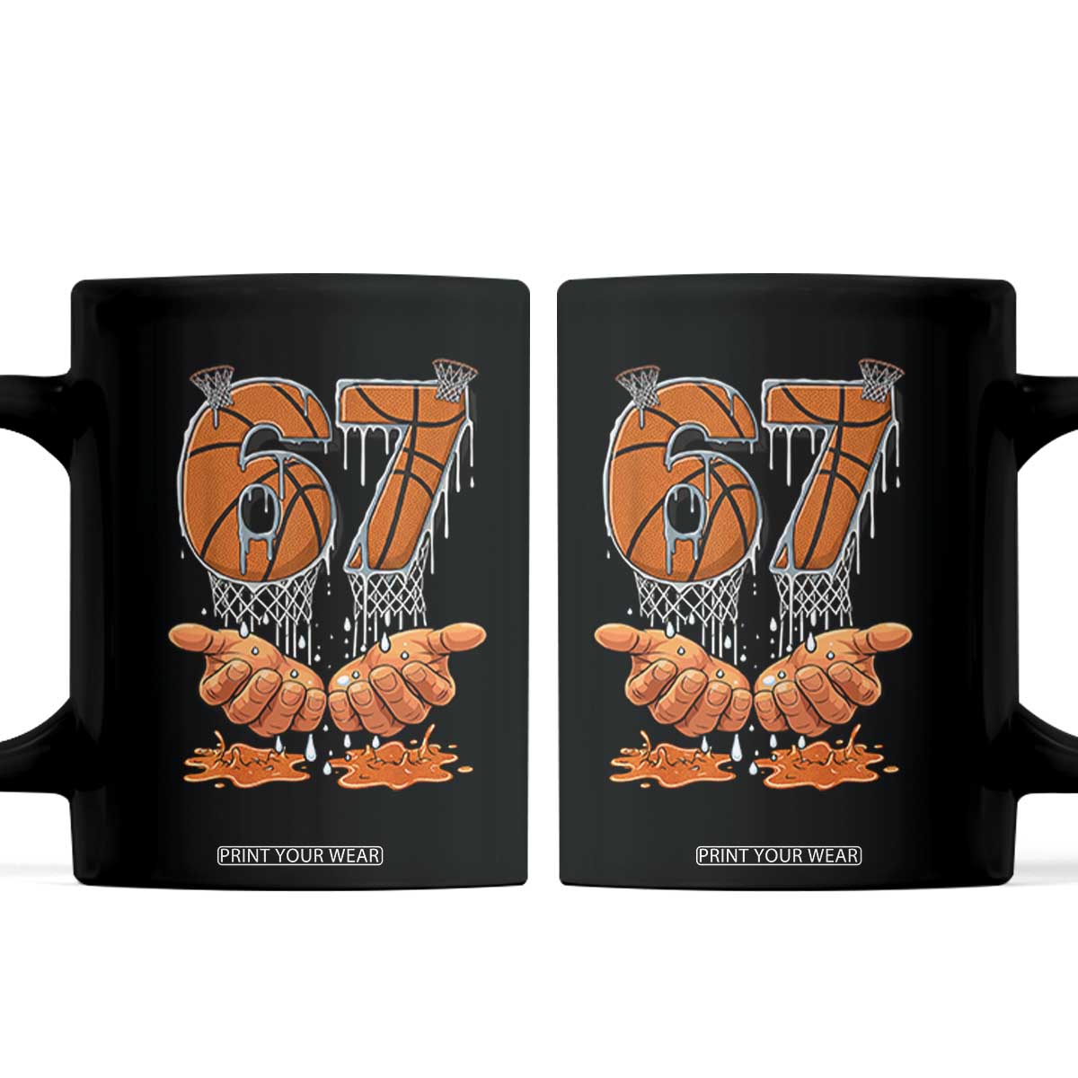 Basketball 67 Six Seven Funny Gen Alpha Meme Drip Coffee Mug TS11 Black Print Your Wear