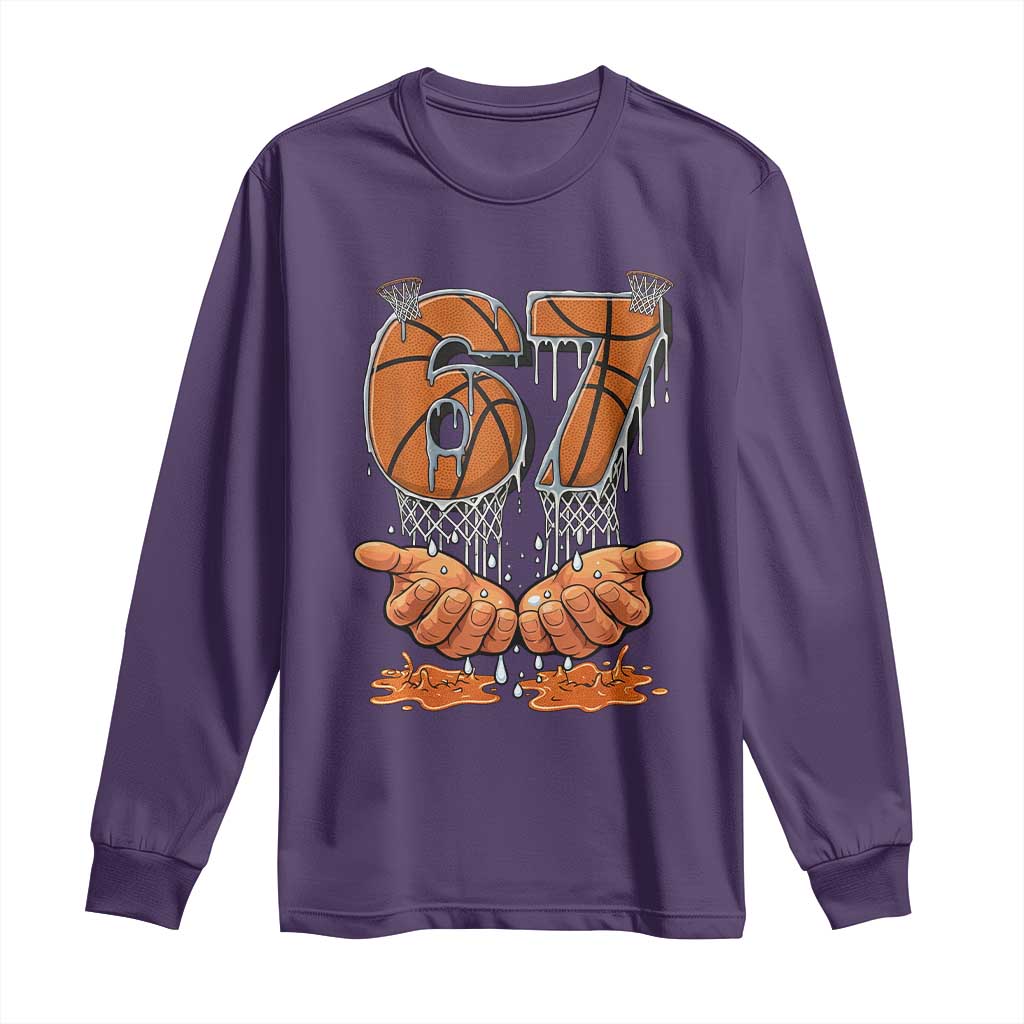 Basketball 67 Six Seven Funny Gen Alpha Meme Drip Long Sleeve Shirt TS11 Purple Print Your Wear