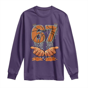 Basketball 67 Six Seven Funny Gen Alpha Meme Drip Long Sleeve Shirt TS11 Purple Print Your Wear