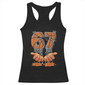 Basketball 67 Six Seven Funny Gen Alpha Meme Drip Racerback Tank Top TS11 Black Print Your Wear