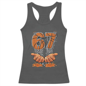 Basketball 67 Six Seven Funny Gen Alpha Meme Drip Racerback Tank Top TS11 Dark Heather Print Your Wear