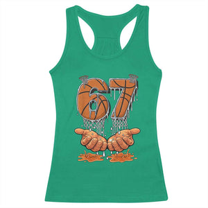 Basketball 67 Six Seven Funny Gen Alpha Meme Drip Racerback Tank Top TS11 Irish Green Print Your Wear