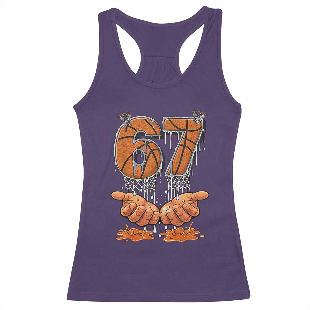 Basketball 67 Six Seven Funny Gen Alpha Meme Drip Racerback Tank Top TS11 Purple Print Your Wear