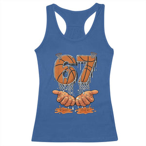Basketball 67 Six Seven Funny Gen Alpha Meme Drip Racerback Tank Top TS11 Royal Blue Print Your Wear
