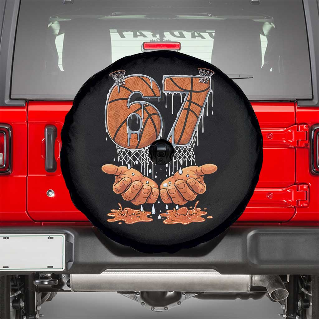Basketball 67 Six Seven Funny Gen Alpha Meme Drip Spare Tire Cover TS11 Black Print Your Wear