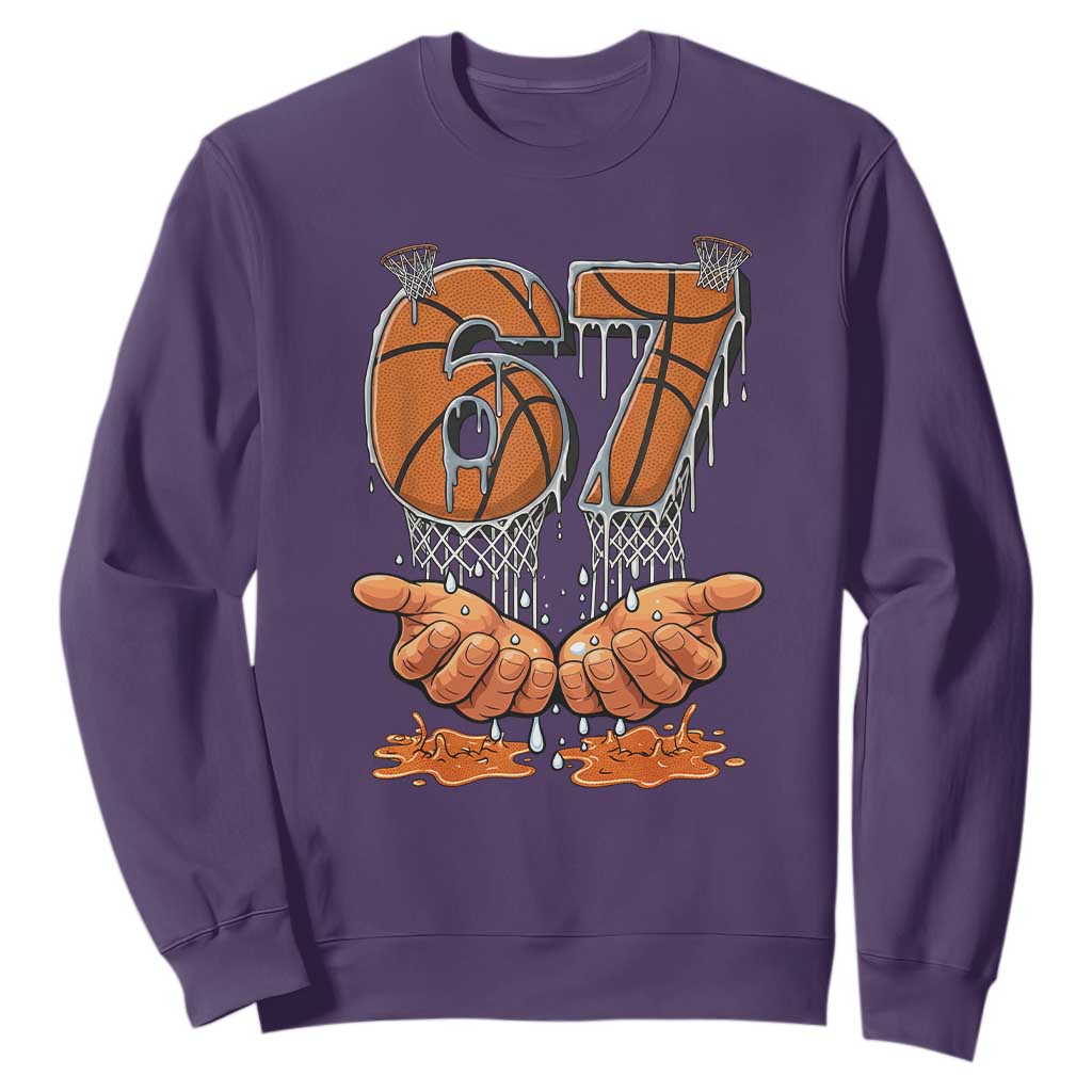 Basketball 67 Six Seven Funny Gen Alpha Meme Drip Sweatshirt TS11 Purple Print Your Wear