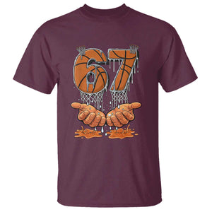 Basketball 67 Six Seven Funny Gen Alpha Meme Drip T Shirt TS11 Maroon Print Your Wear
