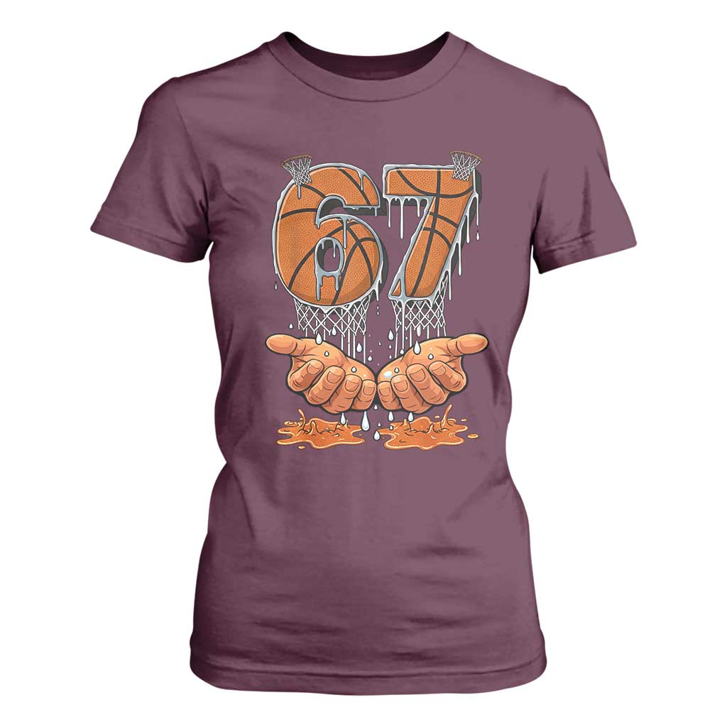 Basketball 67 Six Seven Funny Gen Alpha Meme Drip T Shirt For Women TS11 Maroon Print Your Wear
