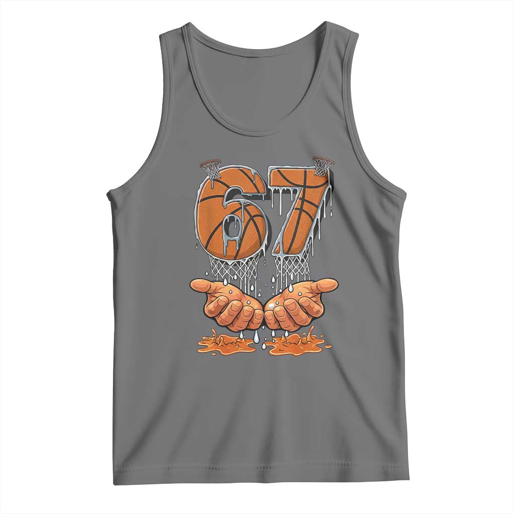 Basketball 67 Six Seven Funny Gen Alpha Meme Drip Tank Top TS11 Black Heather Print Your Wear