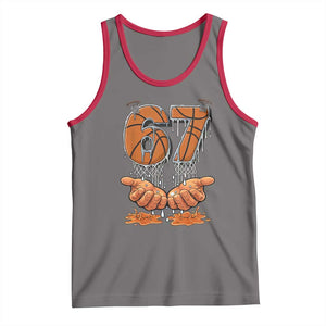 Basketball 67 Six Seven Funny Gen Alpha Meme Drip Tank Top TS11 Deep Heather Red Print Your Wear