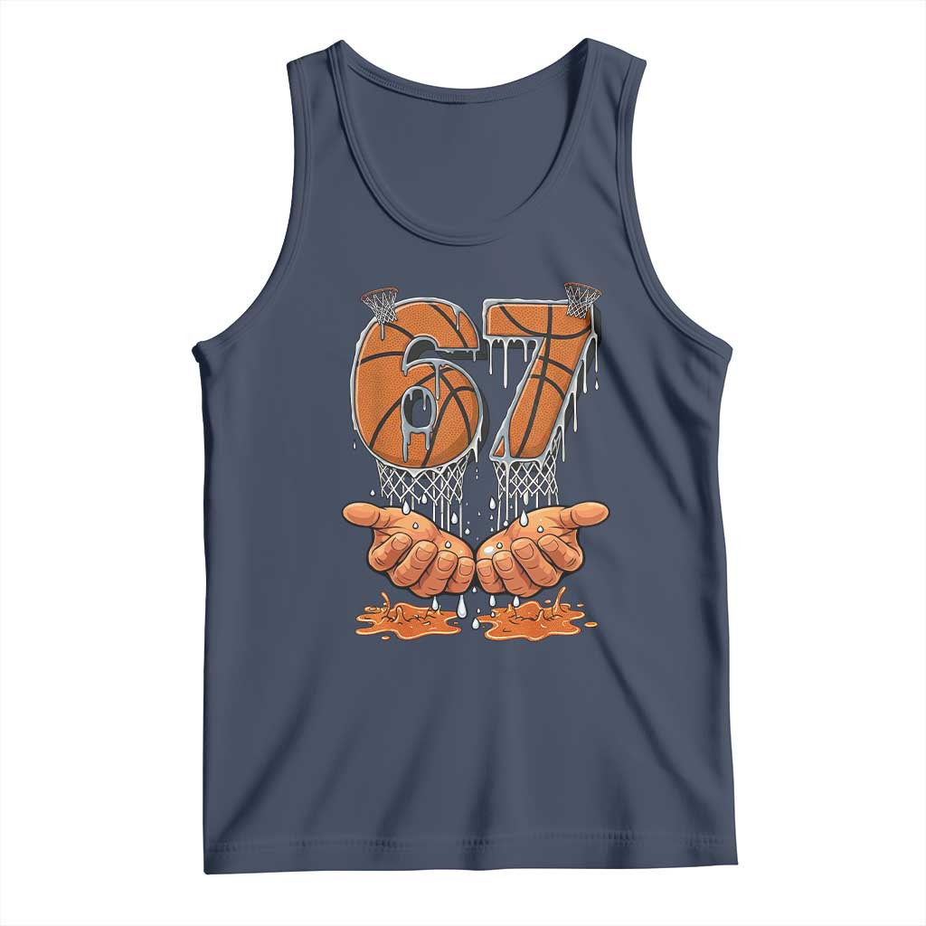 Basketball 67 Six Seven Funny Gen Alpha Meme Drip Tank Top TS11 Navy Print Your Wear