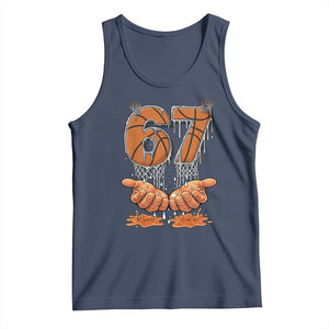 Basketball 67 Six Seven Funny Gen Alpha Meme Drip Tank Top TS11 Navy Print Your Wear