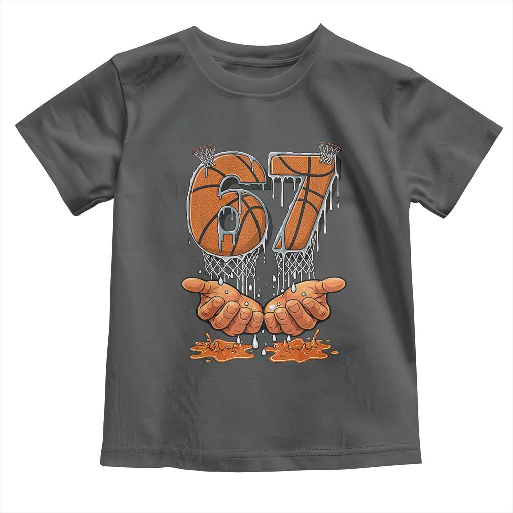 Basketball 67 Six Seven Funny Gen Alpha Meme Drip Toddler T Shirt TS11 Dark Heather Print Your Wear