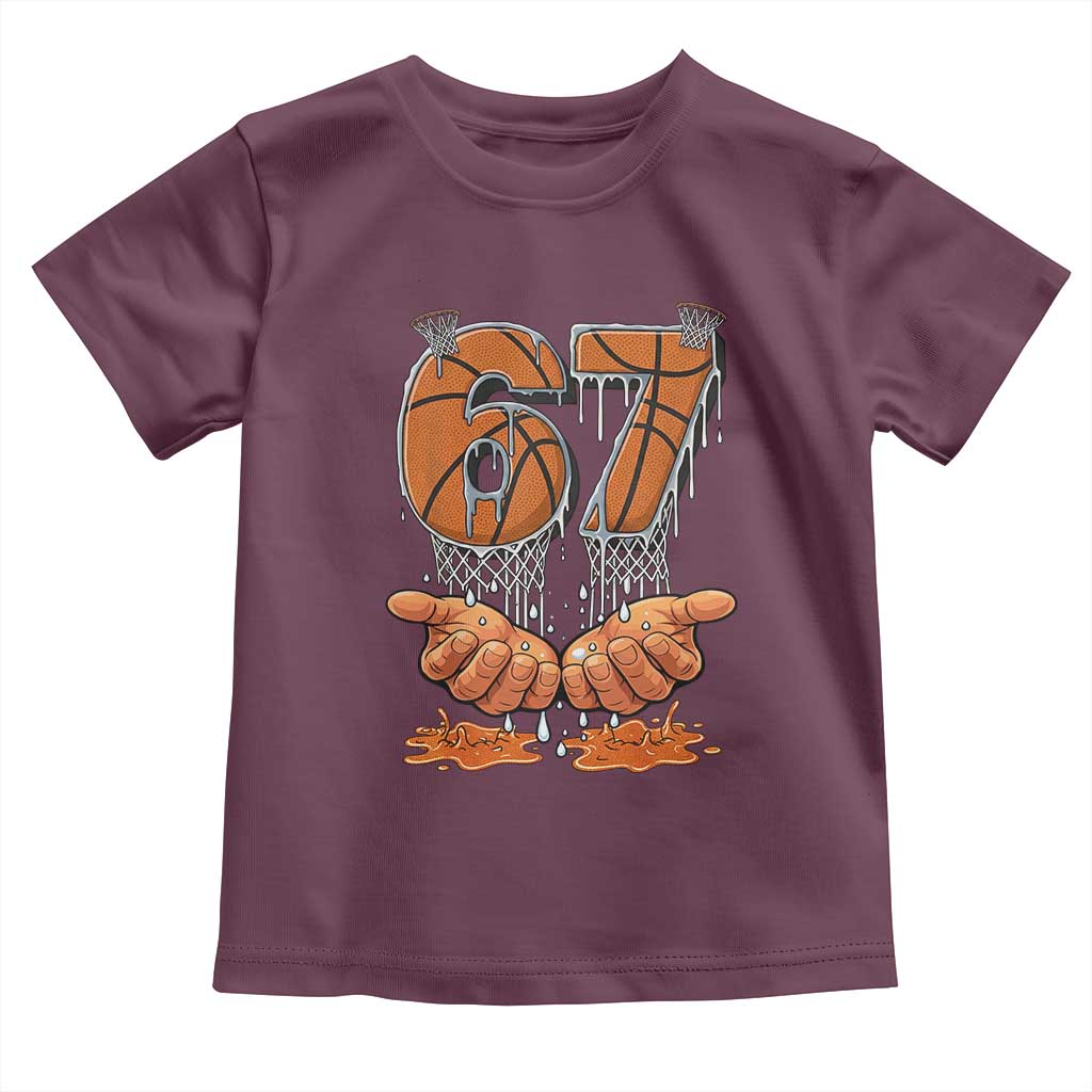 Basketball 67 Six Seven Funny Gen Alpha Meme Drip Toddler T Shirt TS11 Maroon Print Your Wear