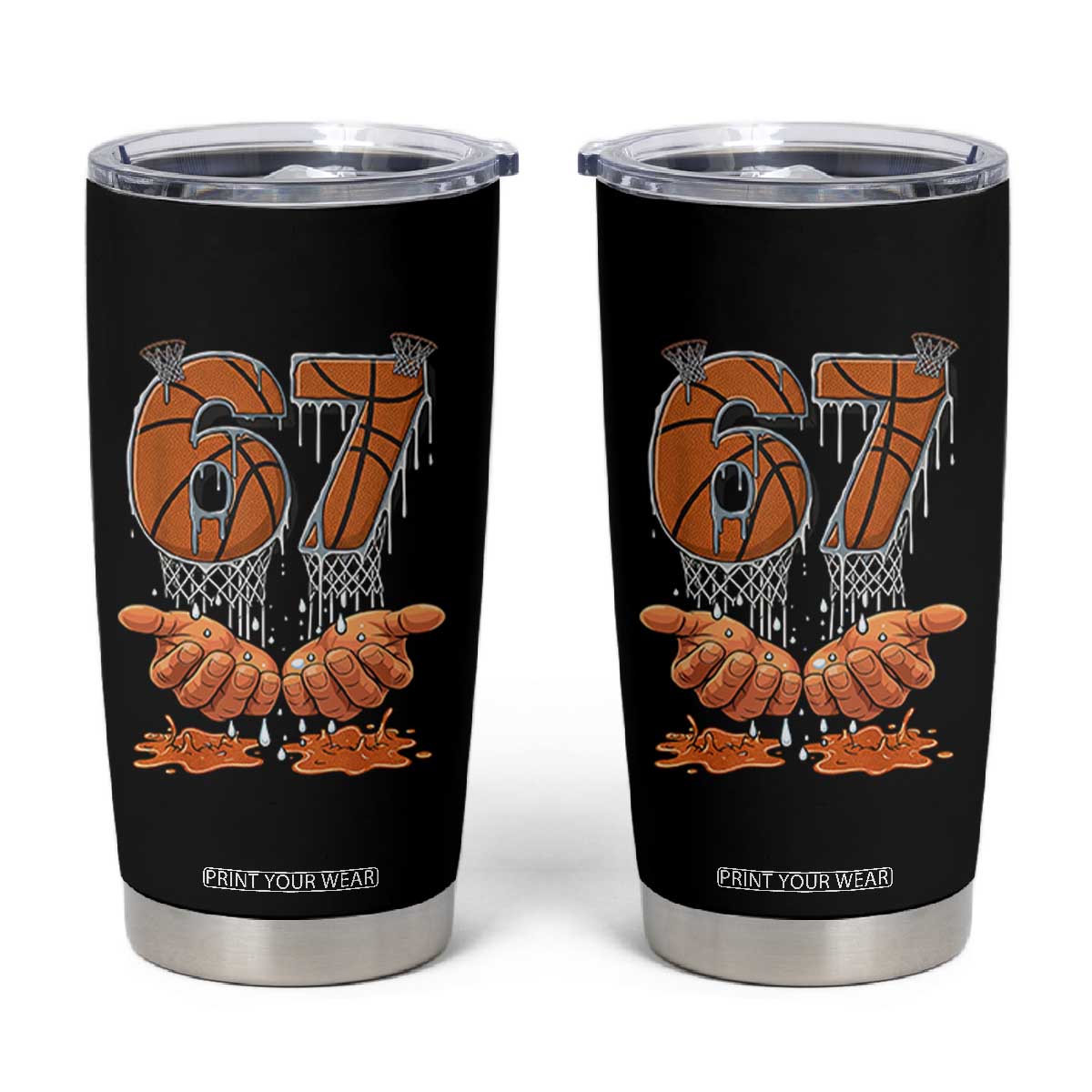 Basketball 67 Six Seven Funny Gen Alpha Meme Drip Tumbler Cup TS11 Black Print Your Wear