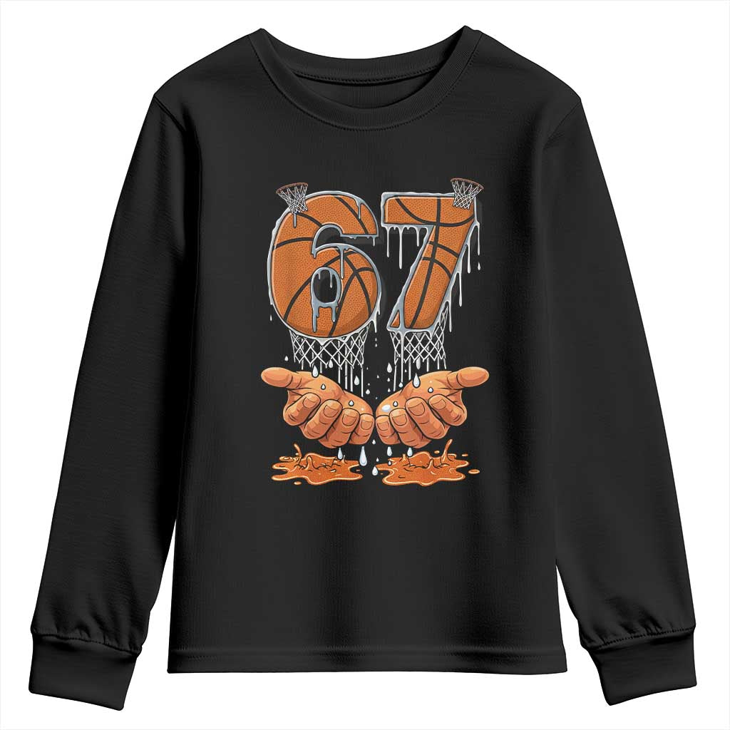 Basketball 67 Six Seven Funny Gen Alpha Meme Drip Youth Sweatshirt TS11 Black Print Your Wear