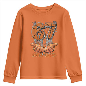 Basketball 67 Six Seven Funny Gen Alpha Meme Drip Youth Sweatshirt TS11 Orange Print Your Wear