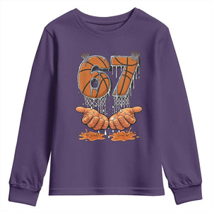 Basketball 67 Six Seven Funny Gen Alpha Meme Drip Youth Sweatshirt TS11 Purple Print Your Wear