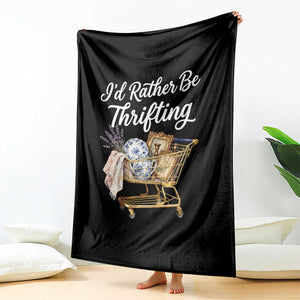 I Would Rather Be Thrifting Throw Blanket Funny Shopping Quote Vintage Hunter TS11 Print Your Wear